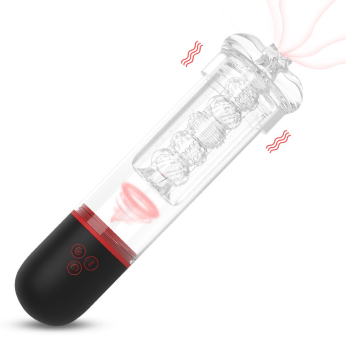 Pompa Penis Conan, 9 Moduri Vibratii&amp;3 Moduri Suctiune, TPE, USB, 29.2 cm, Guilty Toys