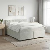 Cumpara ieftin Pat boxspring cu saltea Gri deschis 160 x 200 cm Catifea
