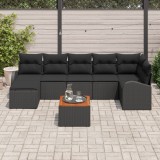 Gossi set canapea gradina cu perne, 8 piese, negru, poliratan, acacia