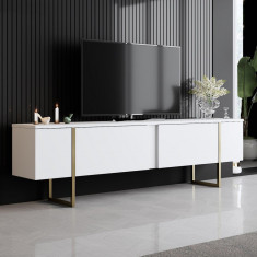 Comoda Tv Luxe TV Stand Chic, Alb Negru Nuc, 180 x 50 x 30 cm