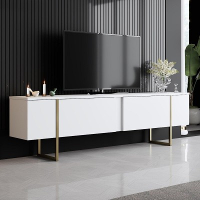 Comoda Tv Luxe TV Stand Chic, Alb Negru Nuc, 180 x 50 x 30 cm foto