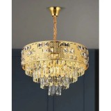 Candelabru Cristal NEUSCHWANSTEIN Nobile 4xE14, Diametru 40cm, Auriu, Inaltime Reglabila, Alessandro DESIGN
