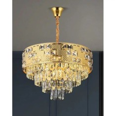 Candelabru Cristal NEUSCHWANSTEIN Nobile 4xE14, Diametru 40cm, Auriu, Inaltime Reglabila ModernLight Concept