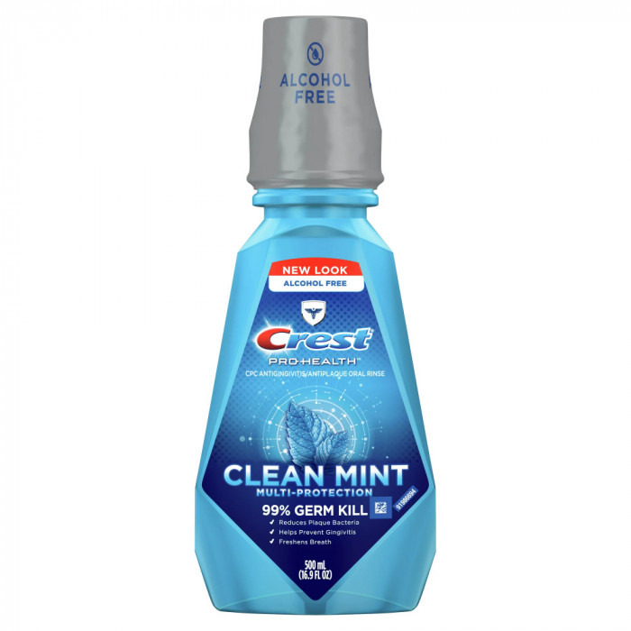 Apa de Gura, Crest, Pro-Health, Clean Mint, fara Alcool, Multi-Protectie, cu Clorura de Cetilpiridin