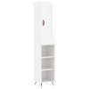 Dulap inalt, alb extralucios, 34,5x34x180 cm, lemn prelucrat