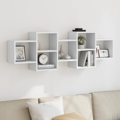vidaXL Raft de perete, alb, 129x18x42 cm, lemn prelucrat 853218 foto