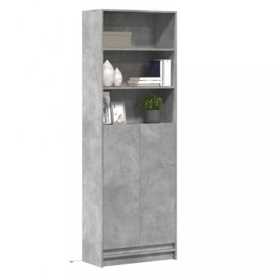 vidaXL Dulap &amp;icirc;nalt cu LED gri beton 69x32,5x200 cm lemn prelucrat foto