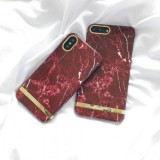 Husa iPhone 7 Plus / 8 Plus MyStyle Marble Red, TPU, Protectie Spate si Margini, Design Marmura Rosie-Aurie