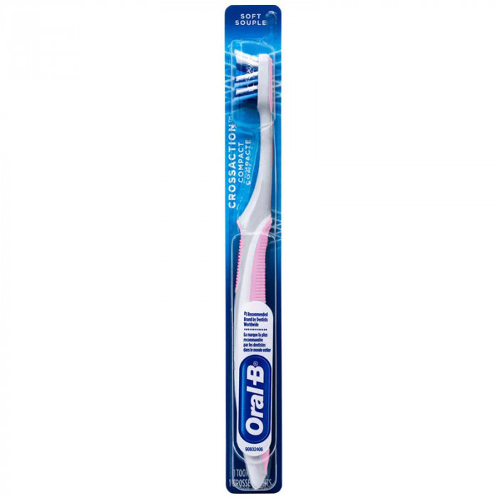 Periuta de Dinti, Oral-B, Crossaction Compact, Multi-Protectie in Locuri Greu Accesibile, Soft, Roz