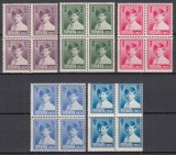 ROMANIA 1930 LP 83 REGELE MIHAI I (COPIL) FORMAT MIC SERIA IN BLOC DE 4 TIMBRE STARE MNH BLOCUL DE 3 LEI ROSU 1 TIMBRU CU SARNIERA CONFORM FOTO