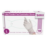 Cutie 100x Manusi Latex, Serix, de Unica Folosinta, Texturate, Nepudrate, Albe, Marimea L