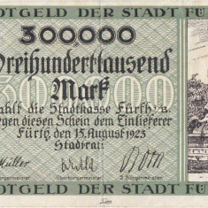 1923 (15 VIII), 300.000 mark (Keller 1654d.01) - Germania (Fürth)!