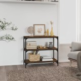 Raft de cărți stejar maro 80x33x70,5 cm, lemn prelucrat și oțel