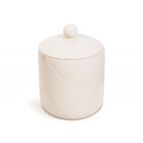 Recipient depozitare baie cu capac, organizator cosmetice rasina bej mat, accesoriu baie