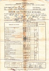 AMS - EXTRAS DIN MATRICULA SCOLARA, SIRET, JUD.RADAUTI, ANUL 1932-1933