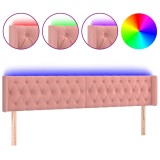 Cumpara ieftin Tablie de pat cu LED, roz, 203x16x78/88 cm, catifea
