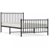 Cumpara ieftin Cadru pat metalic cu tablii de cap/picioare, negru, 107x203 cm