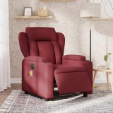 VidaXL Fotoliu electric de masaj rabatabil, roșu vin, textil