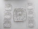 Set de sticla platou prajitura / tort + 6 farfurii tort -sticla transparenta