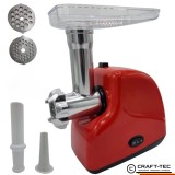 Masina tocat carne electrica 3500W, 1.2kg/min, 2 site inox, functie reverse, rosie, Craft-Tec MX714