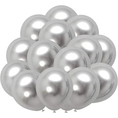 Set 10 baloane latex, Argintiu, 30cm, Ropet