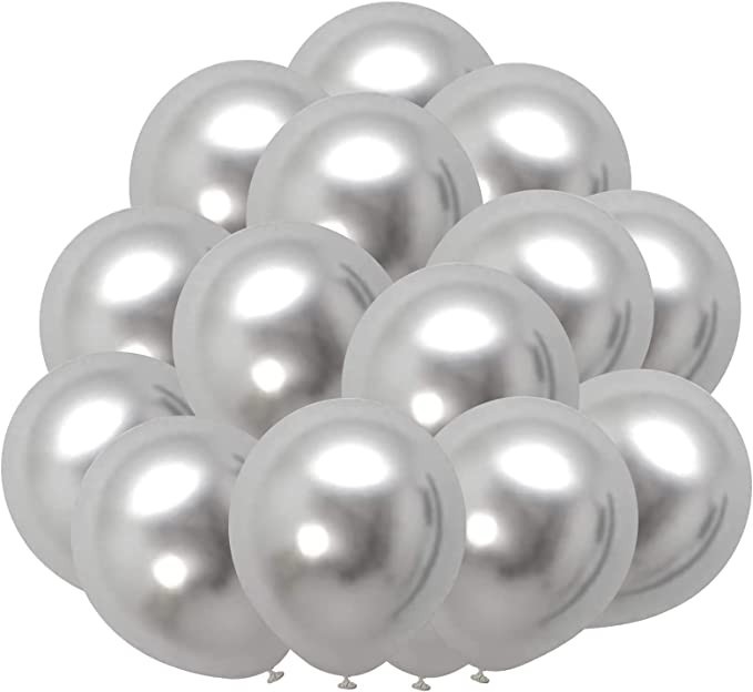 Set 25 baloane latex, Argintiu, 30cm, Ropet