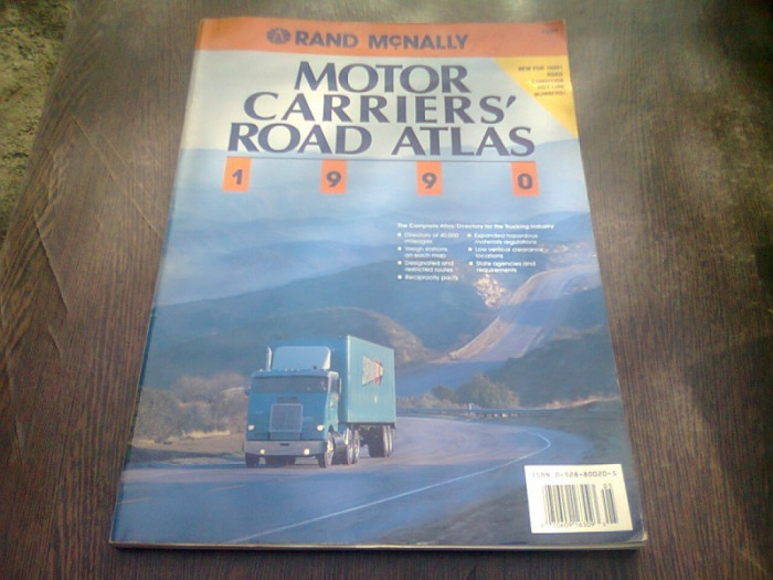 MOTOR CARRIERS&#039; ROAD ATLAS 1990 - RAND MCNALLY (CARTE IN LIMBA ENGLEZA)