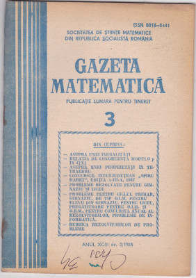 GAZETA MATEMATICA - Nr. 3 / 1988 foto