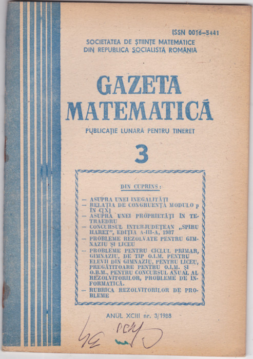 GAZETA MATEMATICA - Nr. 3 / 1988