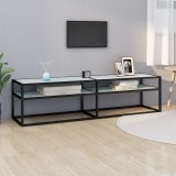 vidaXL Comodă TV, marmură albă, 160x40x40,5 cm, sticlă securizată