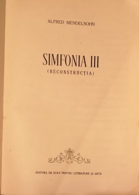 Partitura - Alfred Mendelsohn - Simfonnia III (Reconstructia) foto