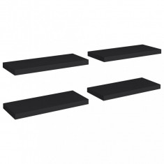 Rafturi de perete, 4 buc., negru, 60 x 23,5 x 3,8 cm, MDF