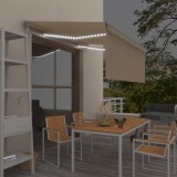 Copertină automată cu stor&amp;LED&amp;senzor v&acirc;nt crem 3,5x2,5 m