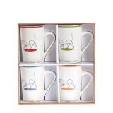 Set 4 cani din ceramica cu silueta de pisica