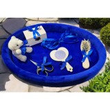 Cumpara ieftin Tavita Mot/Turta, Ovala din Catifea cu 7 Piese - Albastra - TPT526