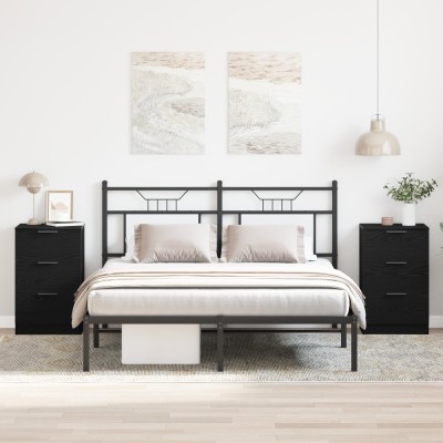 vidaXL Dulap de noapte cu sertar 2 pcs Stejar negru 40 x 65 x 65 cm 862768 foto
