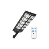 Lampa solara stradala, 300 LED-uri, senzor de miscare, telecomanda, IP65, 6000K, 4200lm, 300W, negru