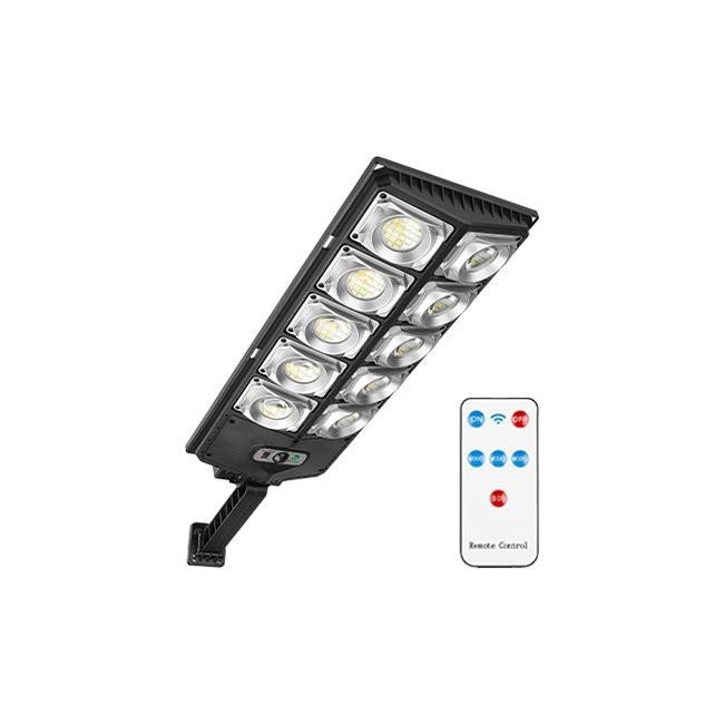 Lampa solara stradala, 300 LED-uri, senzor de miscare, telecomanda, IP65, 6000K, 4200lm, 300W, negru