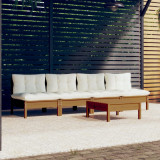 Set mobilier gradina cu perne crem, 5 piese, lemn de pin GartenMobel Dekor, vidaXL
