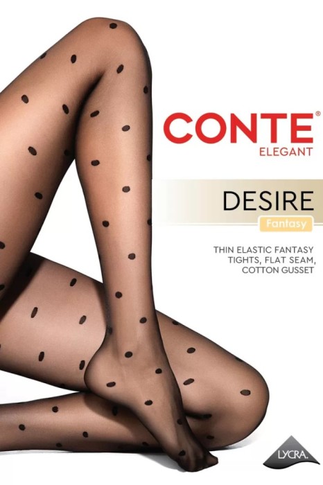 Ciorap subțire cu model picățele, Fantasy Desire - Nero, 5-XL Standard