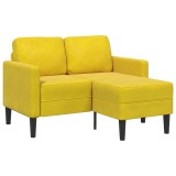 vidaXL Canapea cu 2 locuri cu șezlong &icirc;n formă L catifea galbenă 125cm