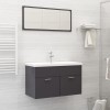 Set mobilier de baie, gri extralucios, lemn prelucrat
