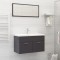 Set mobilier de baie, gri extralucios, lemn prelucrat