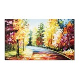 Tablou 3D peisaj pictat manual, O zi minunata, peisaj feeric, 100x60cm ulei pe panza in cutit, Spectaculos