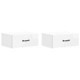vidaXL Dulap de noapte suspendat cu sertar 2 pcs Alb foarte lucios 898624