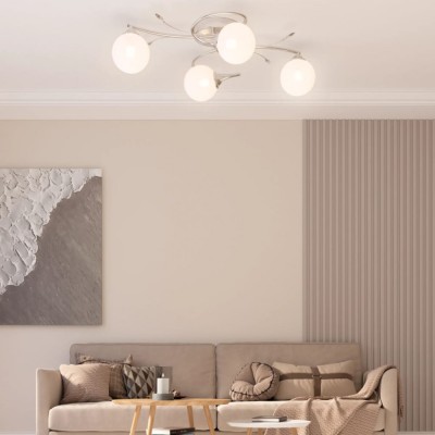 vidaXL Plafonieră abajururi sferice din sticlă, 4 becuri LED G9 foto