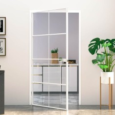 vidaXL Ușă de interior alb 102x201,5 cm sticlă securiz./aluminiu slim 153673