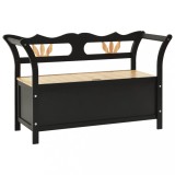 Bancă de depozitare, negru, 126 cm, lemn masiv de brad
