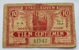 522. Bancnota Belgia - Leuven 10 centimes 1918