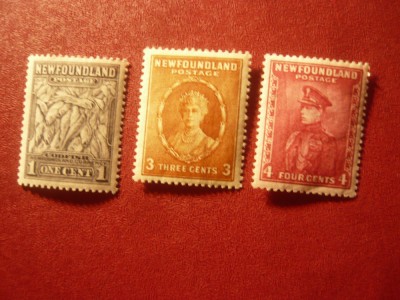 3Timbre Newfoundland Canada colonie britanica 1932 : 1 , 3 si 4 c , fam.regala foto